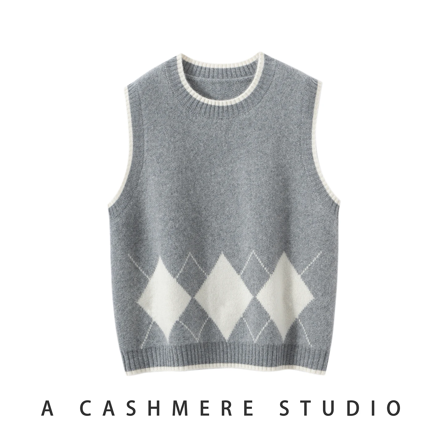 

Осень-зима Thiened Camere, женский круглый жилет Ne Svel, свободный вязаный свитер для колледжа, с бриллиантами ...