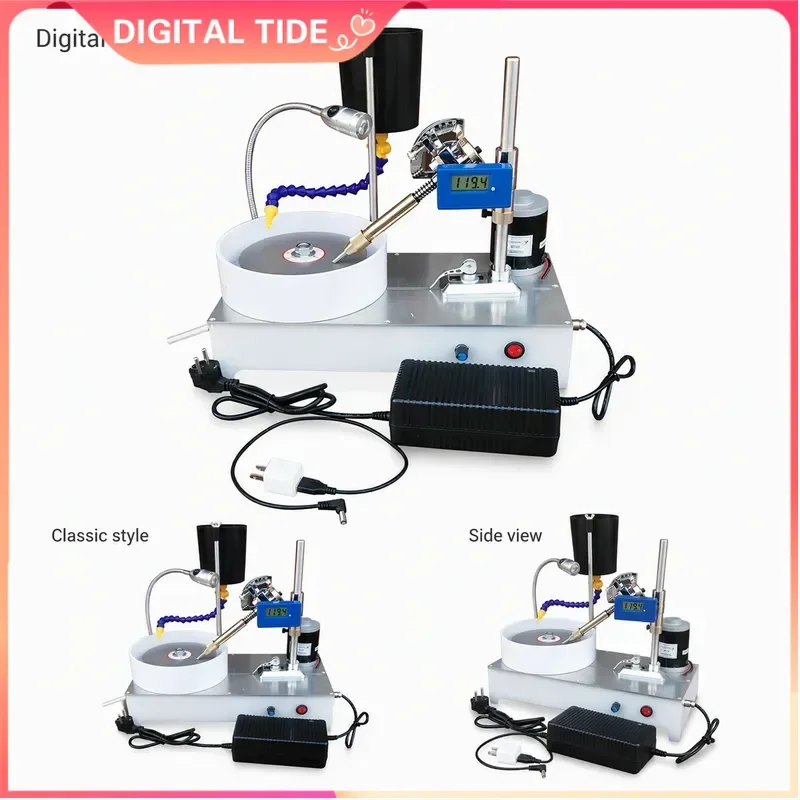 Mini Gemstone Grinding Faceting Machine 120W 2800RPM Jewelry Polishing Flat Grinder Lapidary Tool for Stone Cutting Shaping
