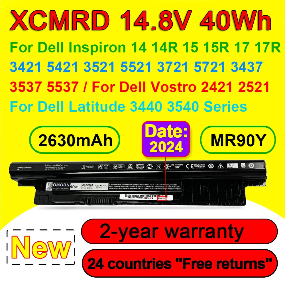 

XCMRD для Dell Inspiron 3421 3437 5421 3521 5521 3537 5537 3721 Vostro 5721 2421 Latitude 2521 MR90Y Аккумулятор для ноутбука 40 Втч