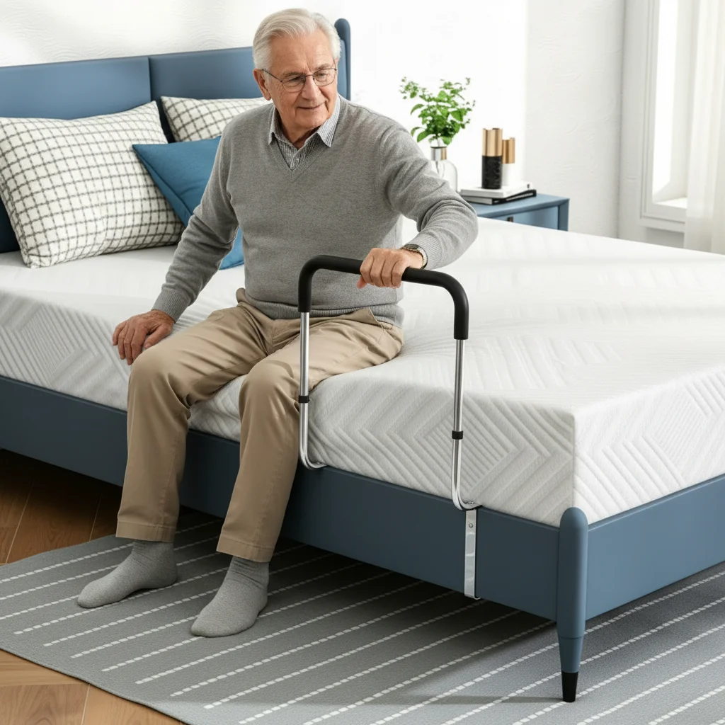 

Adjustable Height Bed Rail with Non-Slip Grip Bedside Assist Bar with Fixing Strap for Elderly Senior Safety Fall Prevention