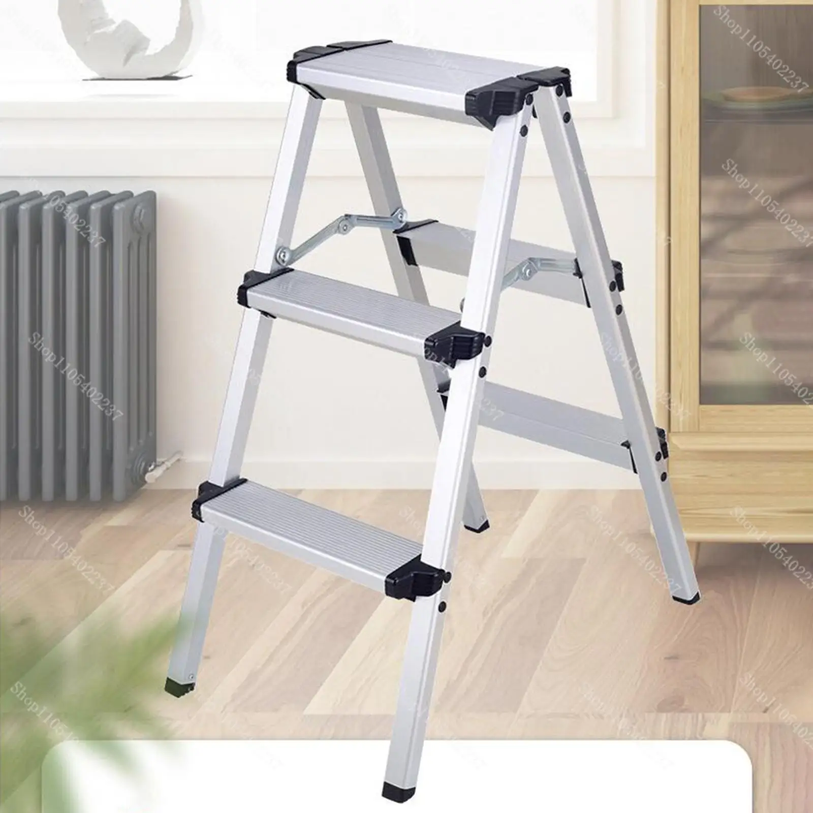 2 3 4 5  Step Folding Aluminum Alloy Herringbone Ladder with Storage Shelf for Outdoor Working Household