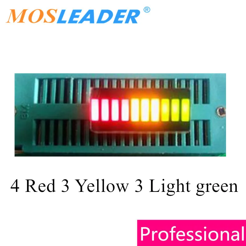 Mosleader 100PCS 10 Segments Display 2510 DIP20 3 Colors 4 Red 3 Yellow 3 Light green LED Bar Graph Display 20 Pin High quality