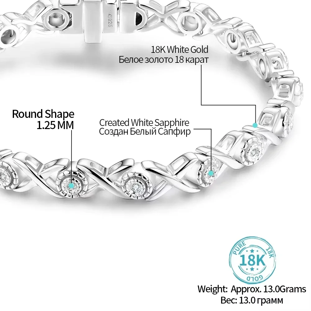 FCGJHW Solid S925 Silver 18K Gold Plated Tennis Bracelets for Women Round Moissanite 1.25mm Charm Bracelet Engagement Gift 2026