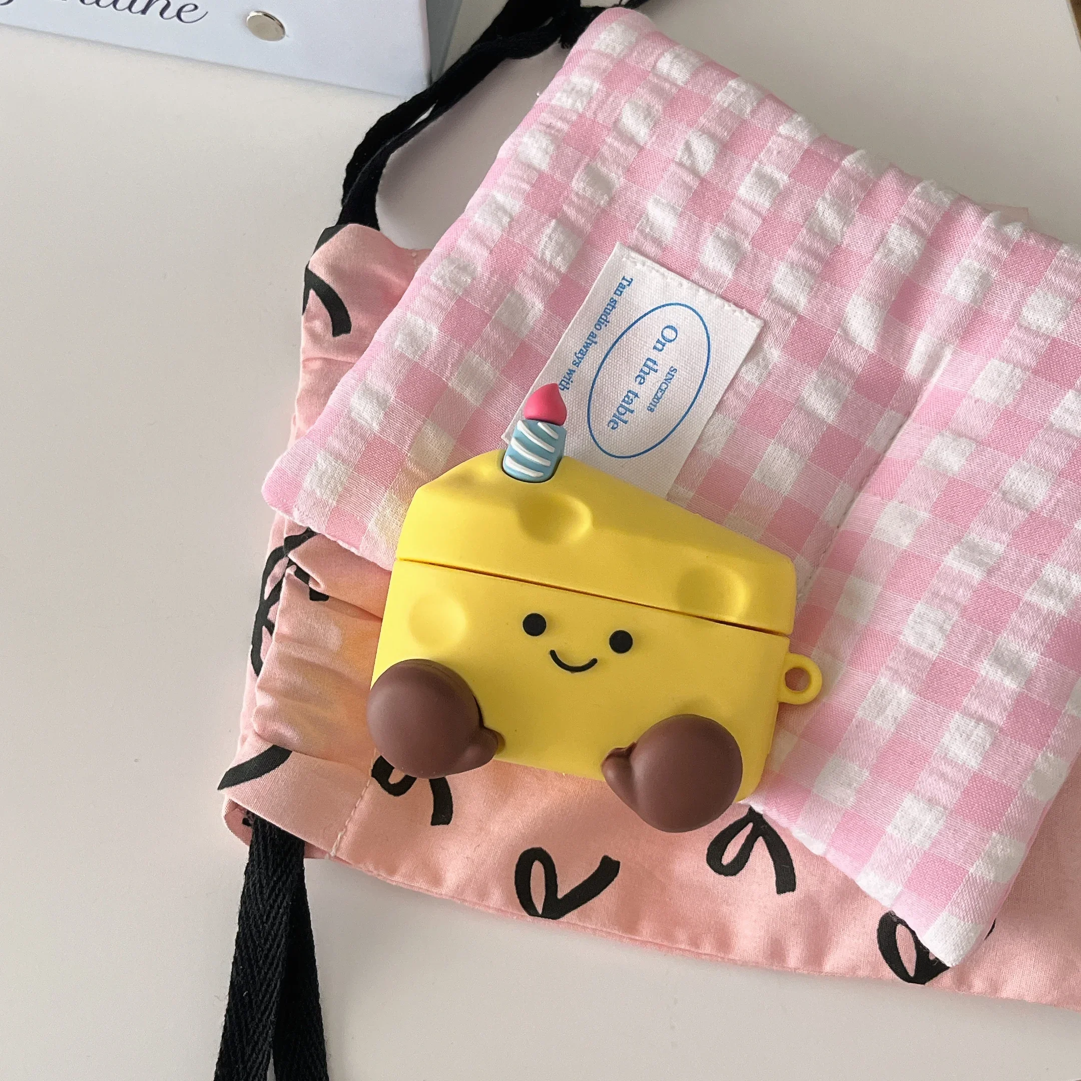 

3D Cartoon Cute Yellow Cheese Earphone Protective Cases for Apple AirPods 4 3 2 1 headphone cover Gift