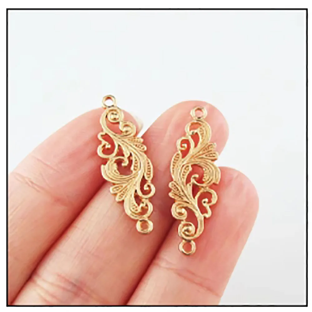 30 szt. Antyczny brąz pozłacany posrebrzany kwiat Charms złącza 9,5x29,5mm — zdjęcie 7