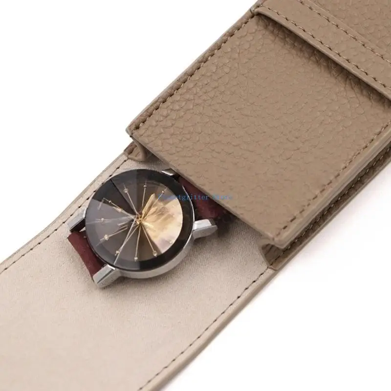 

652B Professional Watch PU Leather Single Watch Holder Wristwatch Jewelry Storage Pocket with Soft Lining