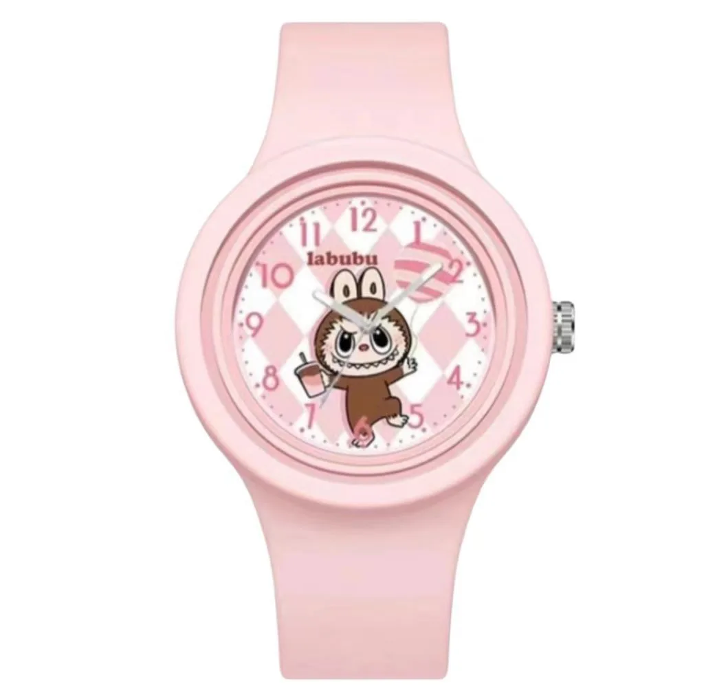 ساعة LABUBU كارتونية للأطفال للنساء من السيليكون كوارتز ساعة كرتونية لطيفة للطالبات هدية عيد الميلاد وعيد الميلاد