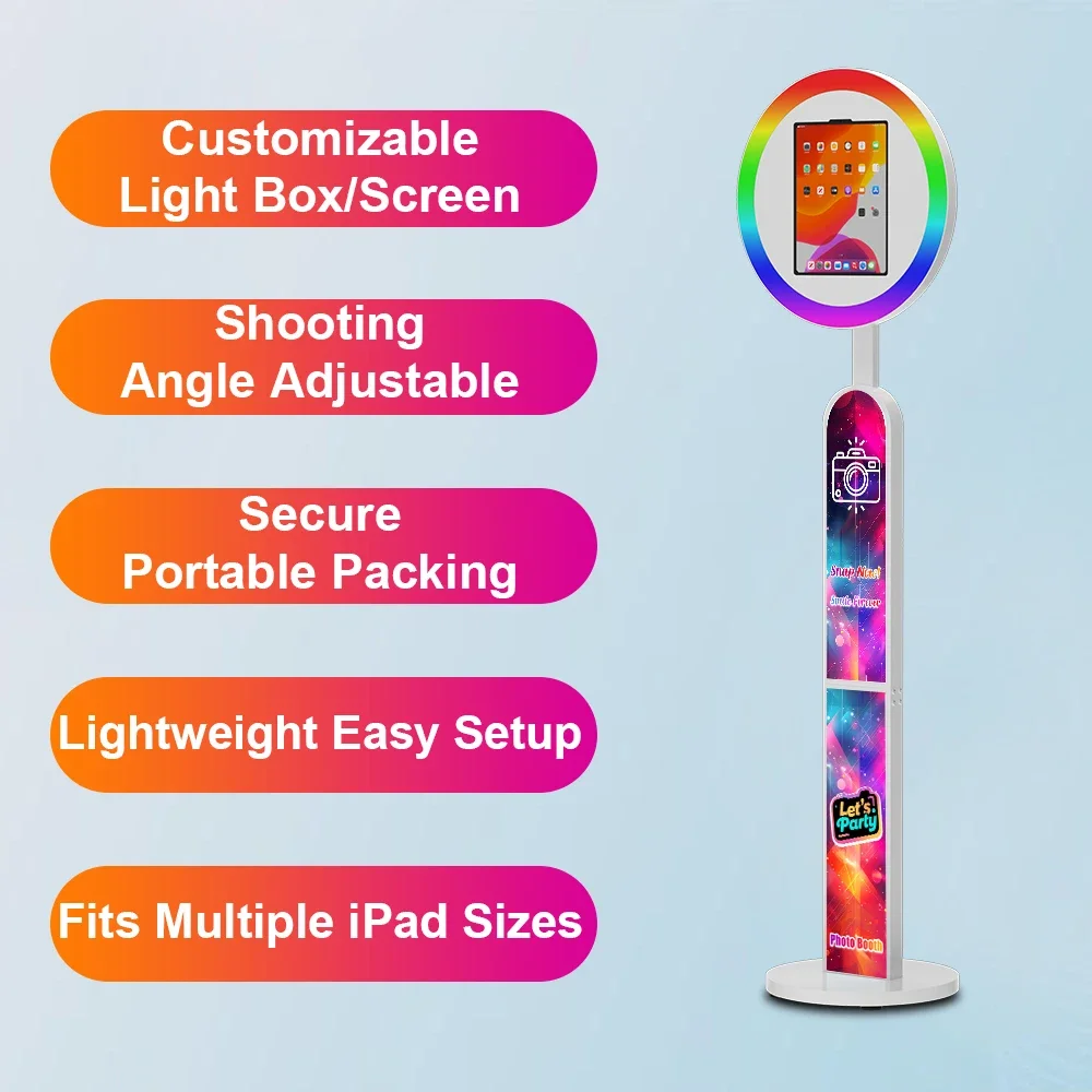 

DZ WJW CJM Advanced products USA Warehouse Best Quality Portable iPad Selfie Booth with Adjustable Mirror Face Plat