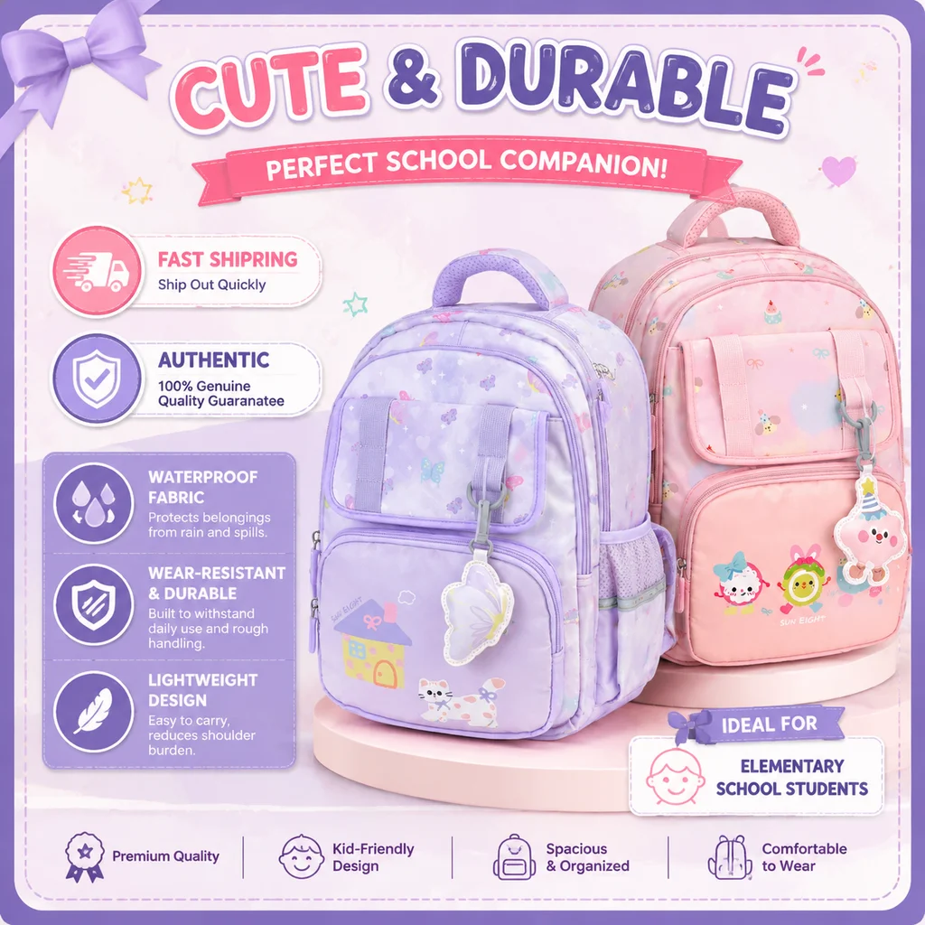 Sun Eight Cute Cartoon Lightweight Soft Material Student Backpack Reducing Burden And Protecting Spine Backpack Gift