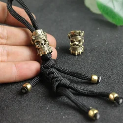 Bearded Pirate Skull Brass EDC DIY Knife Beads Lanyard Pendants Retro Color Outdoor Survival Tools Metal Paracord Bead Accessory