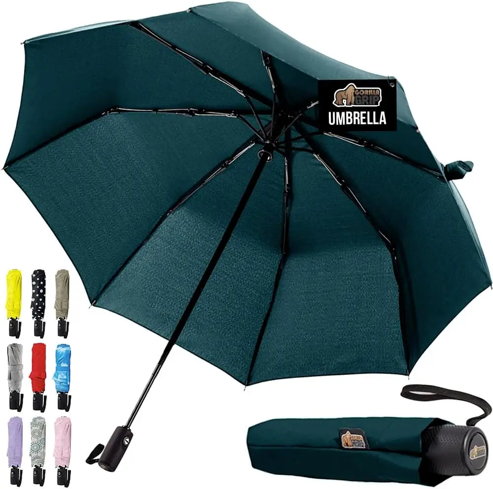

GRIP Compact Stick Umbrella for Rain, Travel One-Click Automatic Open Close, Lightweight, Portable, US Designed Reinforced Fiber