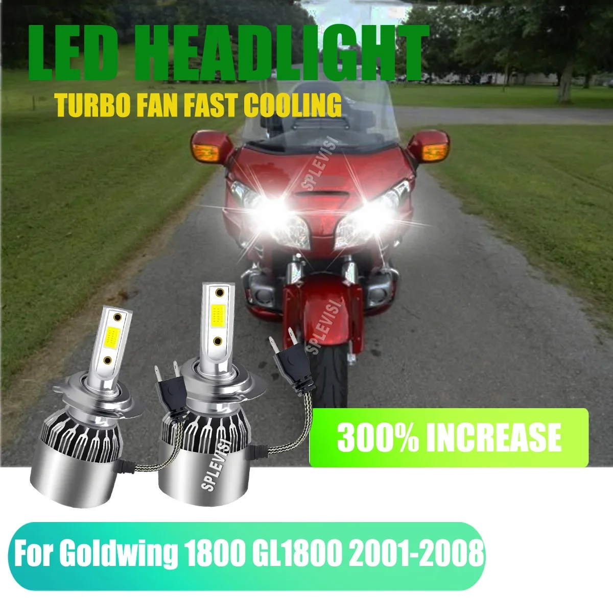 LED Headlights -Illuminates within 0.1 seconds.w/ high brightness For Honda Goldwing 1800 GL1800 2001 2002 2003 2004 2005-2008