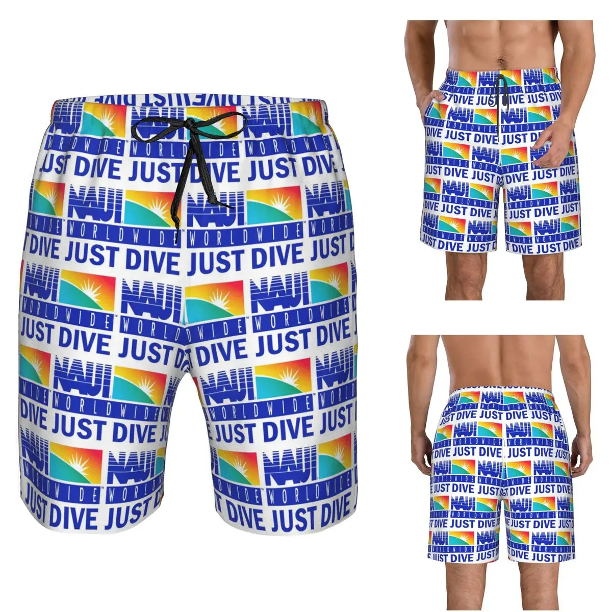 NAUI The Difinition Of Diving Trunks Beach Board Shorts Casual Quick Dry Swimming Summer Men Pants
