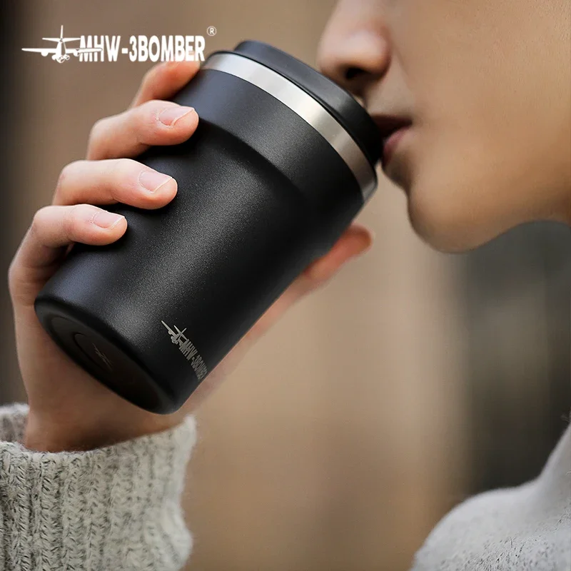 MHW-3BOMBER 360ml Cups Portable Thermo Cup For Coffee Water Mug Cup Stainless Steel Outdoor Mug With Cover Car Travel Leak-proof