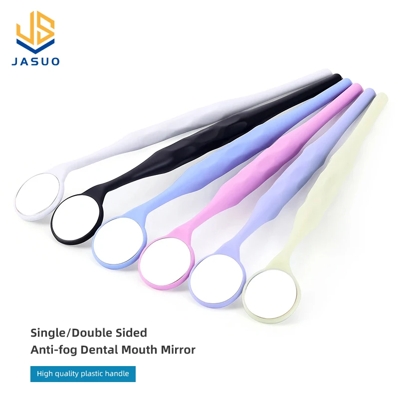 10pcs/Box Dental Double Sided Mouth Mirrors With Handle Random Colors Autoclavable Surface Exam Reflectors Oral Tooth Whitening