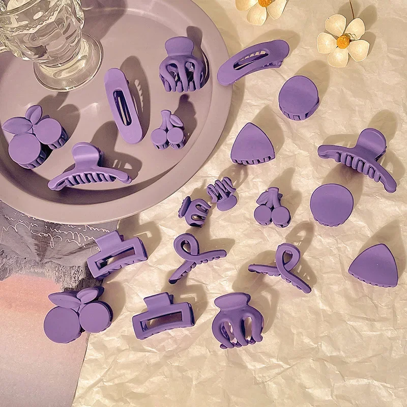 2pcs New Purple Geometry Shape Hairpin Clip Baby Children Headwear Sweet Girl School Clips Fashion Shark Hair Catch Holder