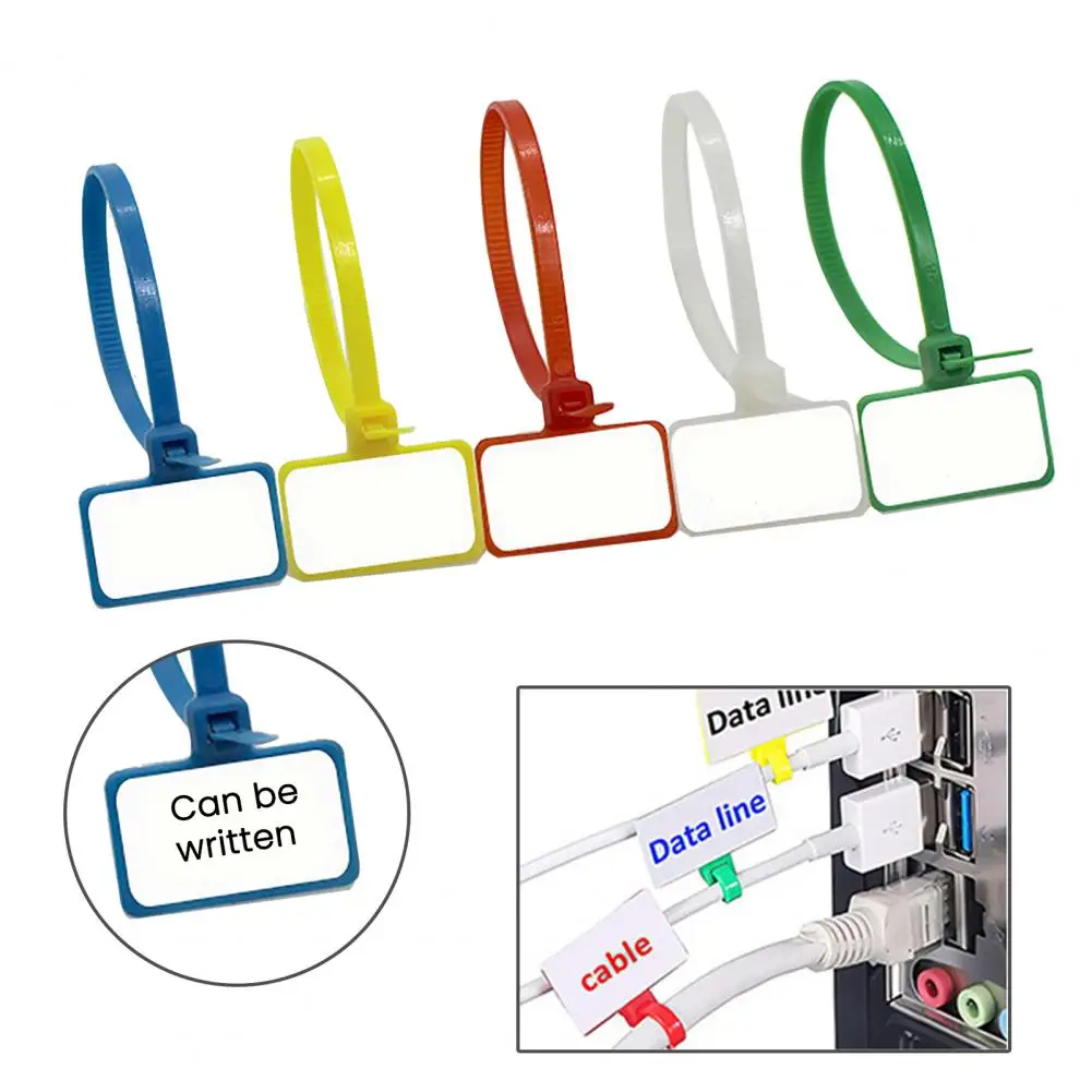 

100 шт. 10/15/20 см нейлоновые маркеры для кабеля, самоблокирующиеся бирки на молнии с надписью на шнуре, этикетка для организации проводов электроники
