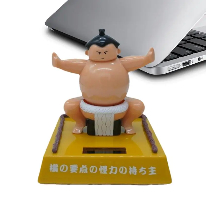 Car Dashboard Accessories Bobblehead Solar-Powered Sumo Wrestler Bobblehead Figurine Car Interior Decor Cute Decorative