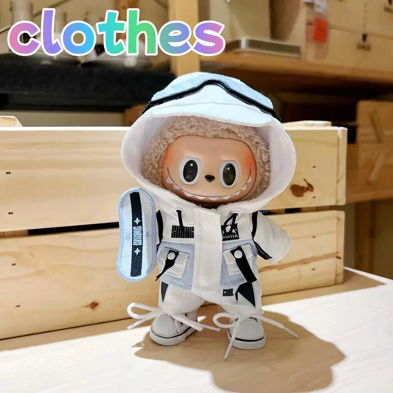 

Аксессуары для Labubu, одежда, силиконовая детская одежда, лыжный костюм, комплект макарон и праздничная одежда, стоячая поза