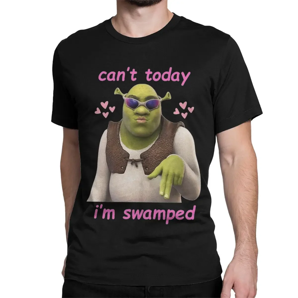 Can\'t Today, I\'m Swamped Shreks Men Women\'s T Shirts Humorous Tees Short Sleeve Round Collar T-Shirts Cotton Plus Size Tops