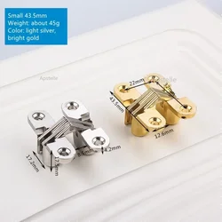 1PCS Hidden Hinges 8x42MM Invisible Concealed Cross Door Hinge Bearing 180D With Screw For Folding Door/Window Furniture DIY