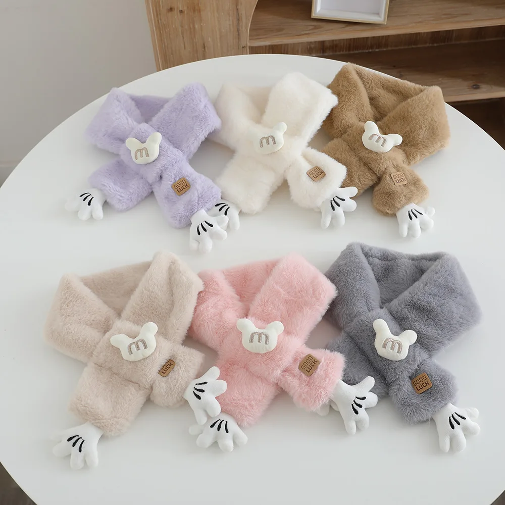 Leuke Minnie Mouse pluche sjaal Winter warm Cartoon Anime sjaal verdikte sjaal gevuld zacht voor kinderen verjaardagscadeau