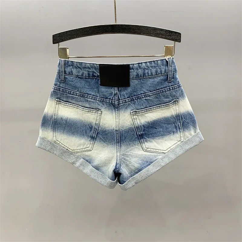 [zoci] 2024 Summer Dress New Gradient High Waist Shorts Stylish Spicy, Look Thin, Curled Edge A-line Hot