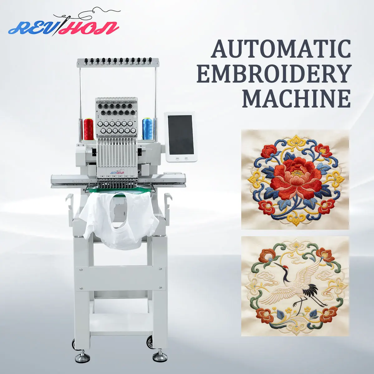 REVHON QH-C1201 12/15 Needle 500*300mm US Overseas Warehouse Fast Shipping Computer Embroidery Machine