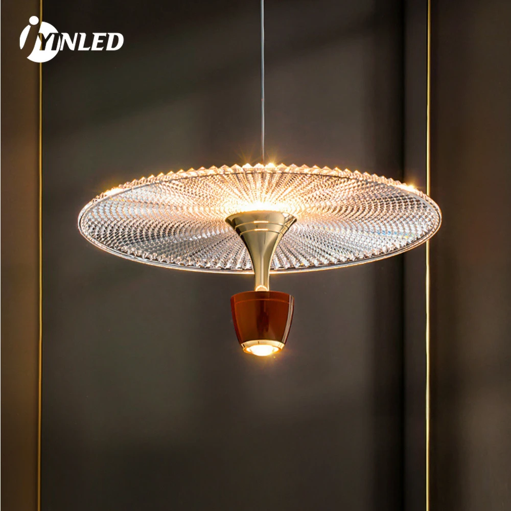 Transparent Flying Saucer Shape Pendant Light Nordic Modern Bar Entrance Aisle Creative Lamps and Lanterns Chandelier Long Wire