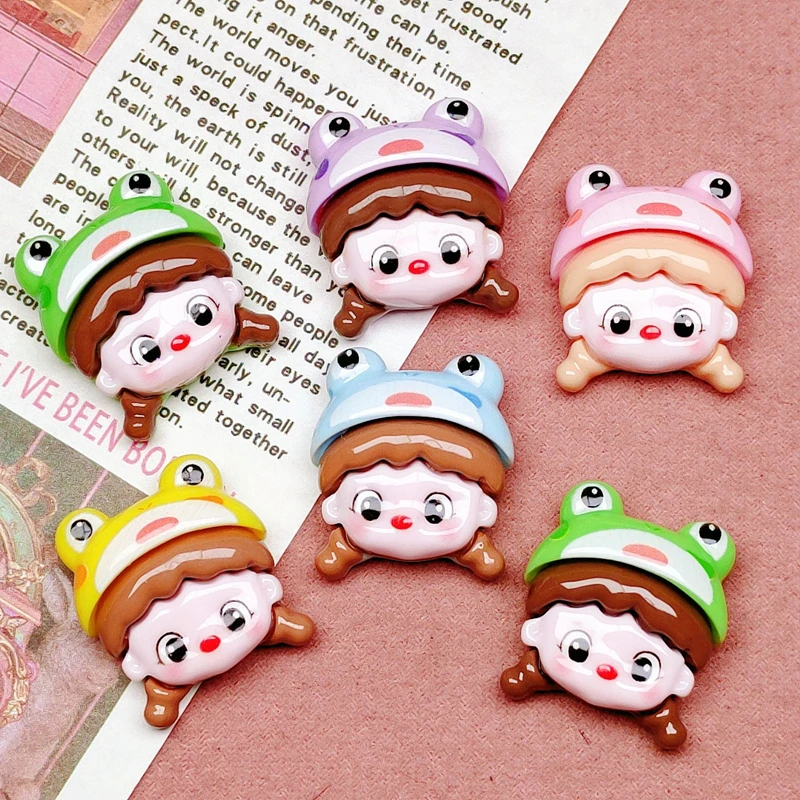 10 Pcs New Cute Bright Surface Cartoon Frog, Girl Series Resin Diy Fashion Jewellery Hairpin Decorate Accessories Craft