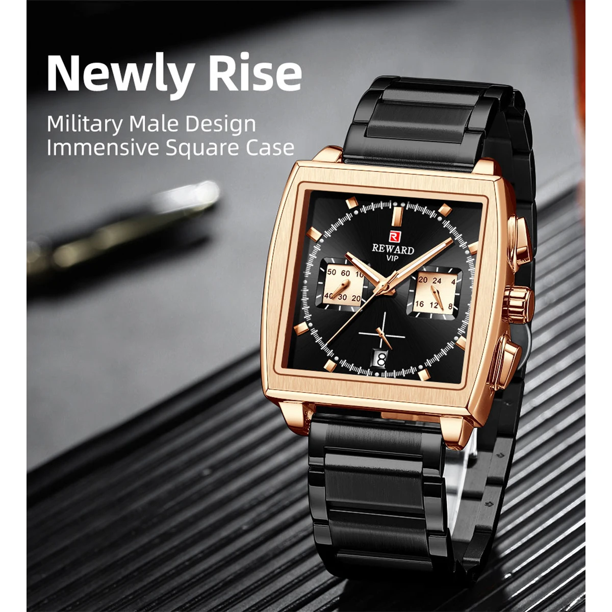 REWARD New Watches Quartz Men Rectangle Wristwatches Male Top Brand Luxury Chronograph Business Watch Relogio Masculino