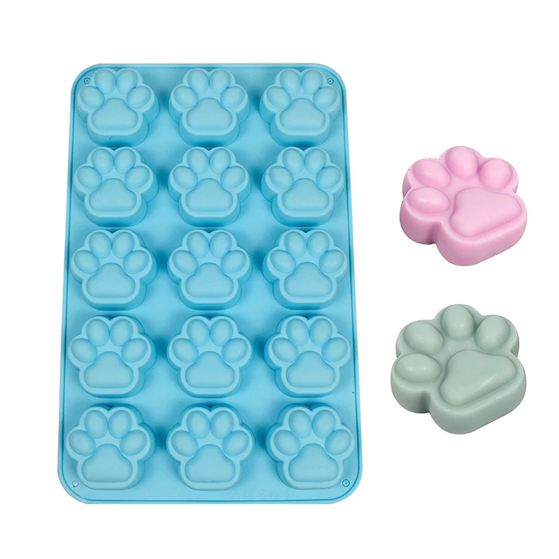 15 Cavities Silicone Cat Animal Paw Pet Print Baking Mold DIY Reusable Homemade Treats Candy Cookie Ice Cube Chocolate Moulds