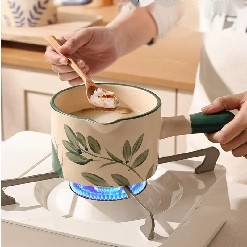 

Household Milk Pots for Children Auxiliary Food Pot Mini Breakfast Noodle Pot Gas Stove Does Not Touch the Ceramic Pot