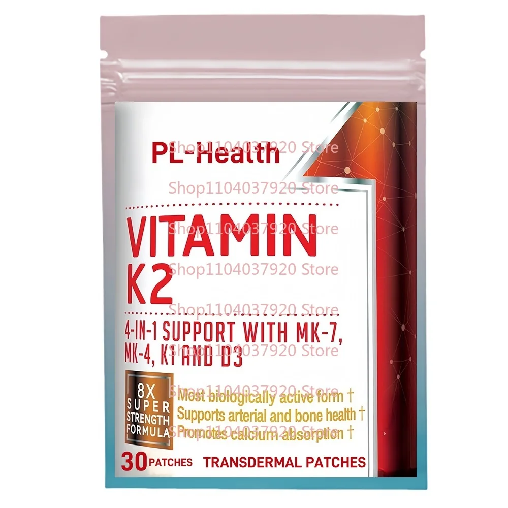 

30 Patches Vitamin K2 Transdermal Patches with MK-7, MK-4, K1 and D3 for Stronger Bones and Cardiovascular Health