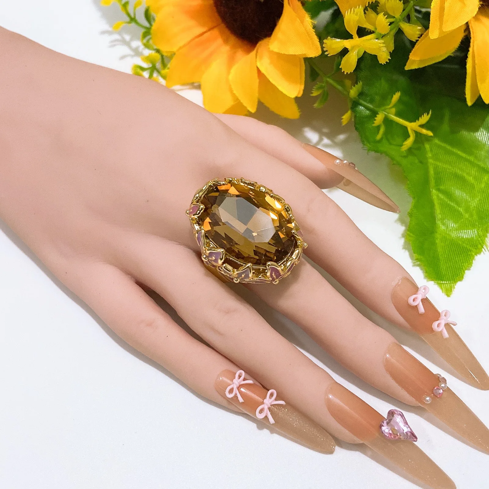 Zircon Flame Drop Rings For Women Stainless Steel Water Drop Adjustable Ring Femme New Wedding Party Fashion Jewelry Gift Femme