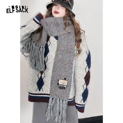 ELFSACK Korean Fashion Warm Scarf 2023 Winter New Designer Clothes