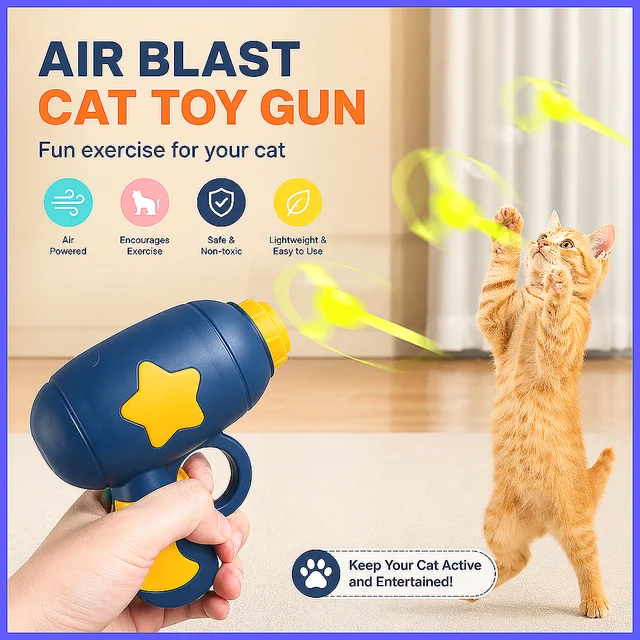 Divertente Giocattolo Interattivo per Gatti, Pistola Lanciatrice con Mini Disco Volante per Addestramento e Giochi con Gattini, Accessorio per Animali Domestici con Espulsione Automatica