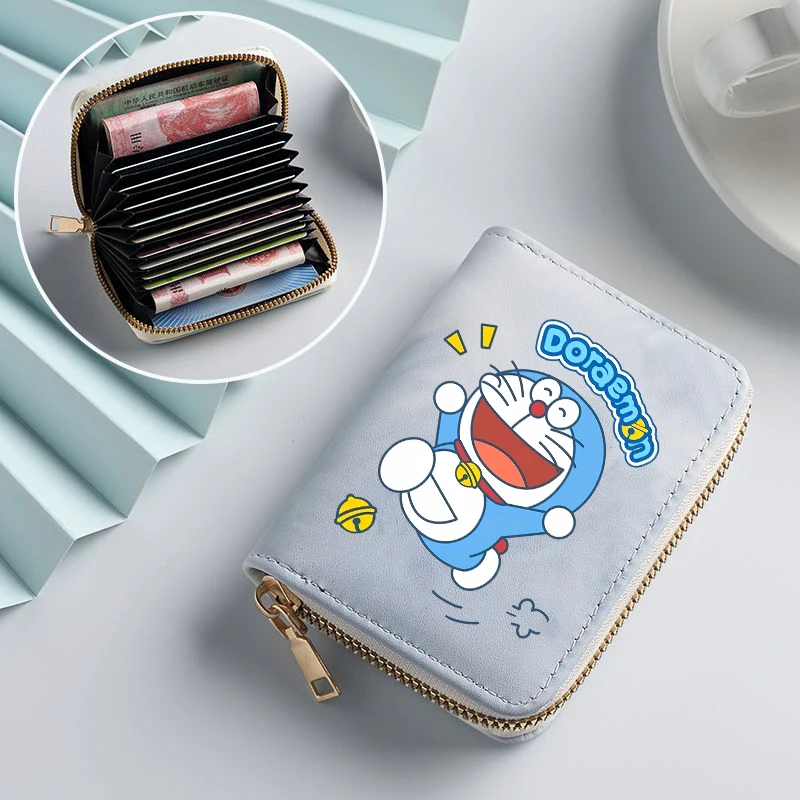 

Doraemon Woman Short Wallet Anime Cartoon Zipper Purse Man Fashion Coin Purse Gradient Wallets Card Holder Kawaii Money Bag Gift