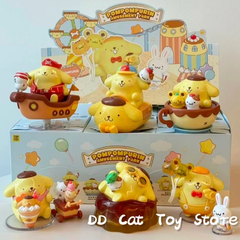 

New Genuinetoptoy Sanrio Pompompurin Amusement Park Series Blind Box Kawaii Pompompurin Action Figure Surprise Box Birthday Gift