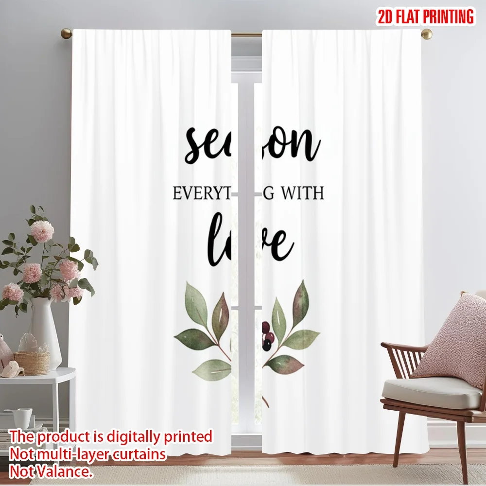 

2pcs 2D flat printing Curtains Floral Season Love 100% Polyester Fabric Without Electricity Festive Holiday Use for Outdoor and