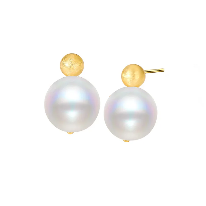 

New S925 Silver Australian White Cold Light White Bead Earrings Women's French Elegant Earrings Wedding Jewelry