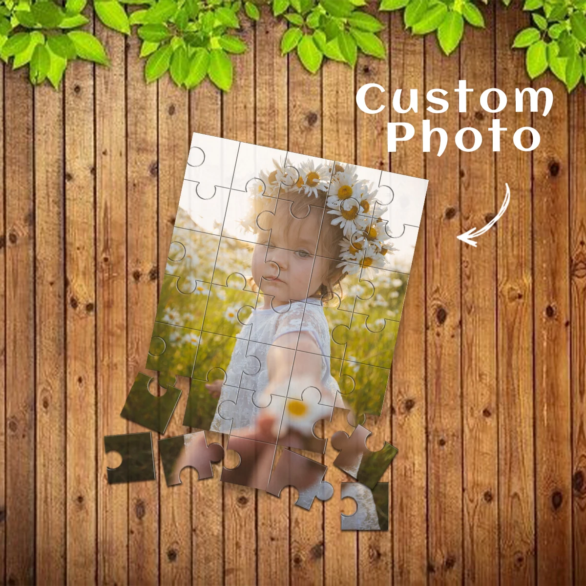 1pc Custom Photo Single Portrait Wooden Jigsaw Puzzle,Ideal Anniversary,Wedding,Birthday,Valentine Gift For Family Friends