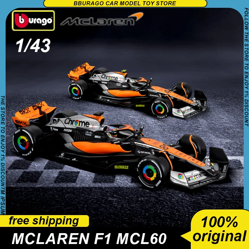 

2023 1:43 Bburago Mclaren Mcl60 F1 Car #4 #81 Formula Racing Hardbound Edition Diecast Model Alloy Luxury Vehicle Gift Toys