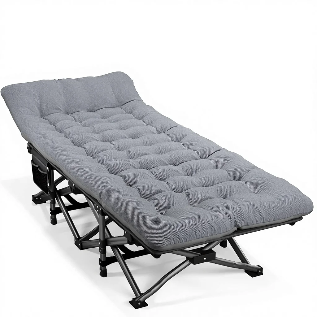 Outdoor Comfortable Portable Folding Bed for Adults with 450 Lb Support (Gray)