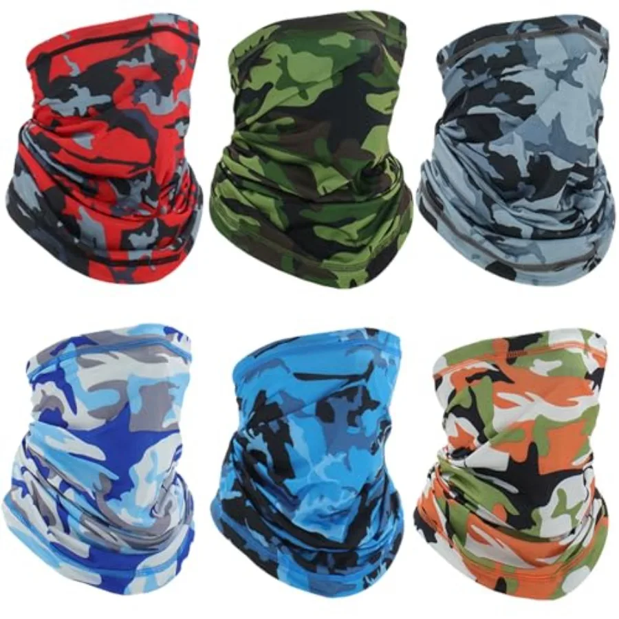 

6 Pack Neck Gaiter, UV Protection Cooling Breathable Face Mask, Hiking Scarf for Men Women