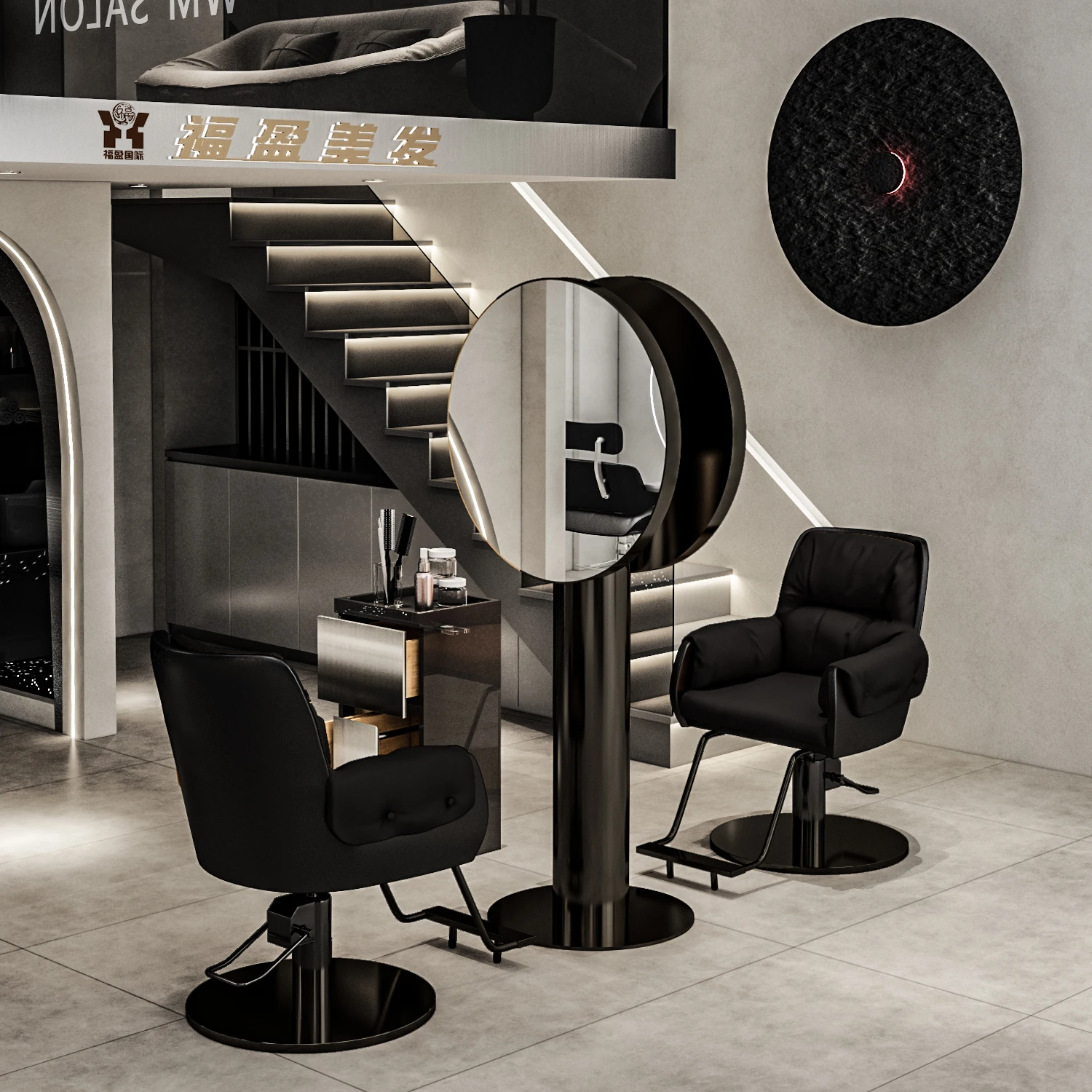New trendy barber shop mirror platform hair salon special perm and dyeing area hair salon