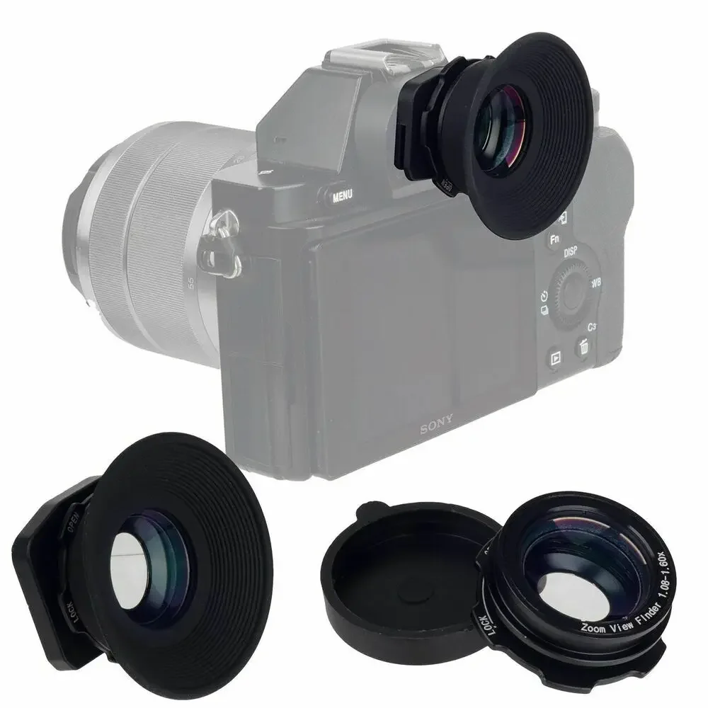 1.08x-1.60x Zoom Viewfinder Eyepiece Magnifier for Canon Nikon Sony Fuji Pentax Olympus Samsung Sigma Cameras