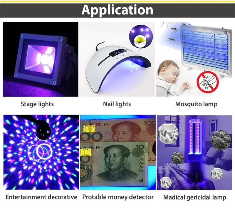 3W UV Purple LED Ultraviolet Bulbs Lamp Chips 365nm 375nm 380nm 385nm 395nm 405nm 410nm 420nm with 20mm PCB Aluminum Substrate