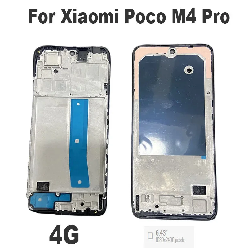 New For Xiaomi Poco M4 Pro 4G 5G Middle Frame Front LCD Frame Bezel Back Housing Case Mid Plate