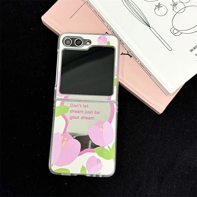 

Tulip Mirror Phone Case For Samsung Galaxy Z Flip 7 6 5 4 Protective Back Cover For ZFlip5 ZFlip6 ZFlip7 Case Shell